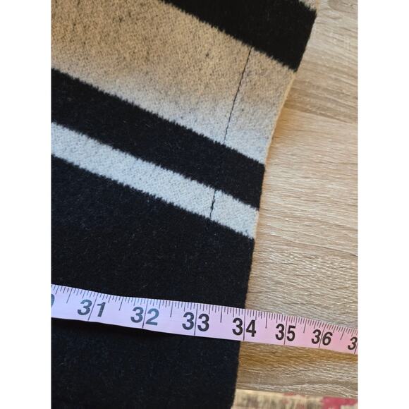 VINCE CAMUTO Wool Blend Striped Asymmetrical Hooded Long Coat Small Black Gray - Picture 15 of 16
